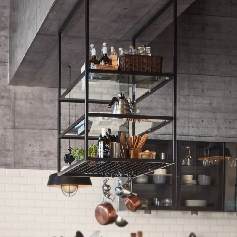 Iron Art Kitchen, Living Room Hanger, Storage Rack, Industrial Style Bar, Restaurant Hanging Cabinet, Glass Panel Decoration
Iron Art Kitchen, Living Room Hanger, Storage Rack, Industrial Style Bar, Restaurant Hanging Cabinet, Glass Panel Decoration