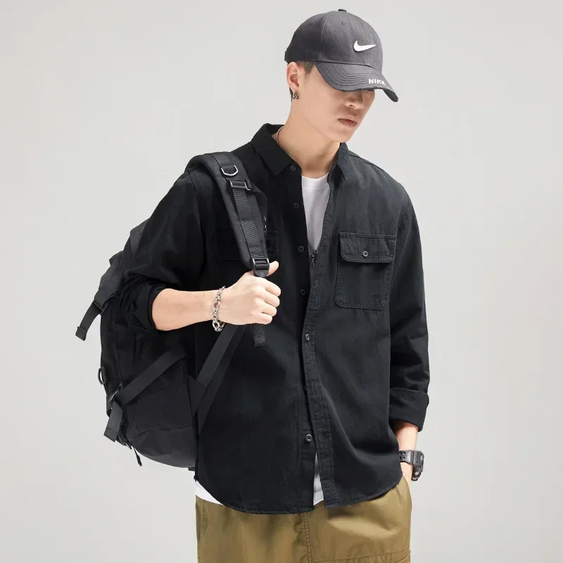 Japanese Style Long Sleeve Cargo Shirt Man Streetwear Men Loose Shirt Double Pockets Casual Pure Cotton Shirt Youth Fashion Tops
Japanese Style Long Sleeve Cargo Shirt Man Streetwear Men Loose Shirt Double Pockets Casual Pure Cotton Shirt Youth Fashion Tops
