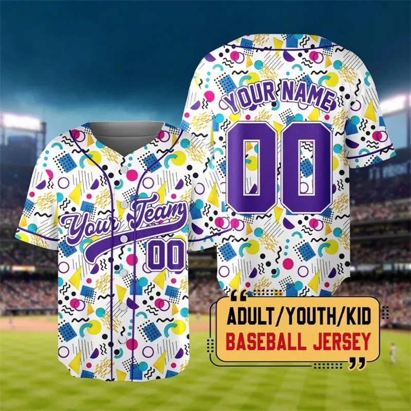Custom Geometric Pattern Baseball Jersey Personalized 3D Print Name Number Short Sleeve Shirt For Men Women Party Sports Wear
Custom Geometric Pattern Baseball Jersey Personalized 3D Print Name Number Short Sleeve Shirt For Men Women Party Sports Wear