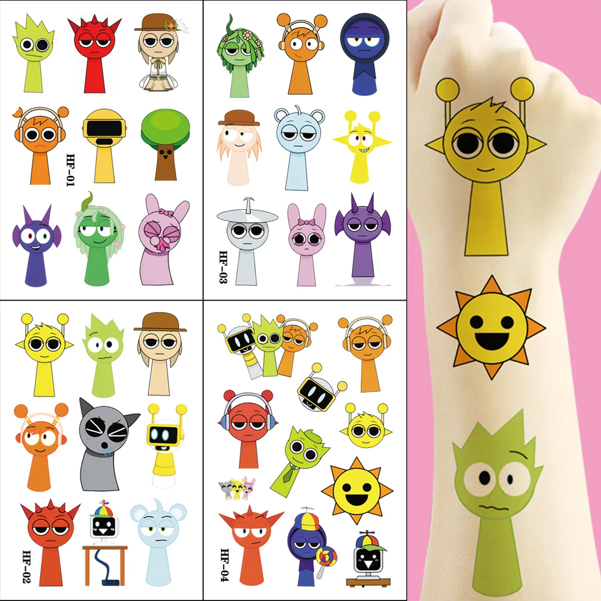 1Pcs New Cartoon Incredibox Sprunki Temporary Tattoo Sticker Music Game Body Art Tattoo Stickers Party Toys For Gifts
1Pcs New Cartoon Incredibox Sprunki Temporary Tattoo Sticker Music Game Body Art Tattoo Stickers Party Toys For Gifts