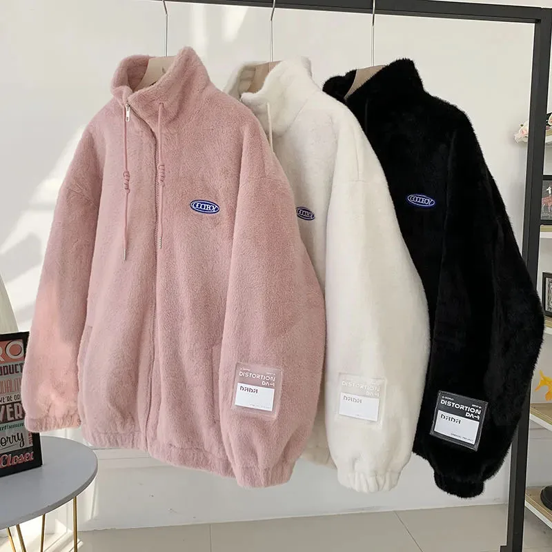 Women's Lambswool Thick Stand Collar Outerwear Korean Style Simple Drawstring Solid Color Cardigans Casual All-Matched Tops
Women's Lambswool Thick Stand Collar Outerwear Korean Style Simple Drawstring Solid Color Cardigans Casual All-Matched Tops