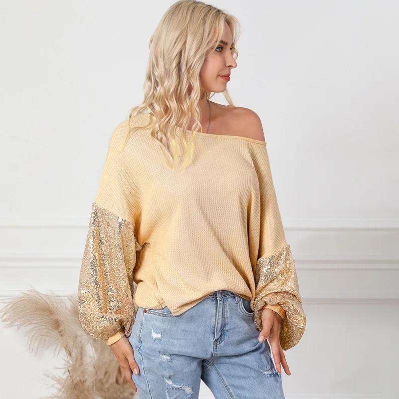 2024 New Women's Sequined Backless Waffle Knitted Pullover Tops Fashion Sexy Off Shoulder T-shirts Elegant Spring Tees NASY0018
2024 New Women's Sequined Backless Waffle Knitted Pullover Tops Fashion Sexy Off Shoulder T-shirts Elegant Spring Tees NASY0018