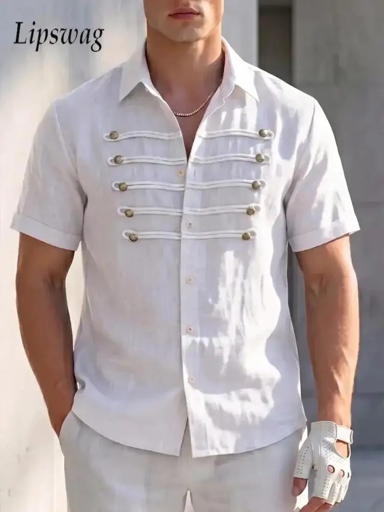 Summer New Casual Breathable Shirts Mens Vintage Buttoned Turn-down Collar Shirt Tops Men Daily Leisure Short Sleeve Loose Shirt
Summer New Casual Breathable Shirts Mens Vintage Buttoned Turn-down Collar Shirt Tops Men Daily Leisure Short Sleeve Loose Shirt