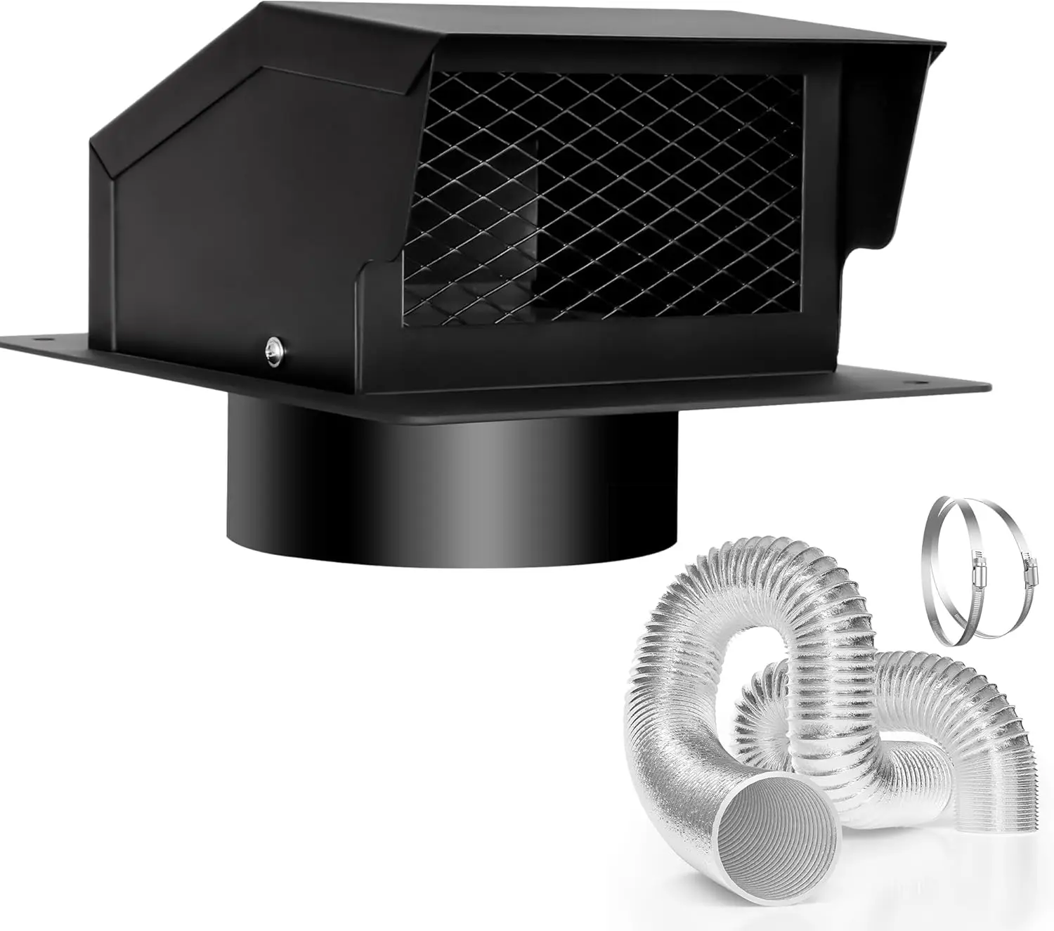 6 Inch Roof Vent Kit with Removable Cover, Bathroom Exhaust for Dryer, Galvanized Steel and 5FT Aluminum Duct
6 Inch Roof Vent Kit with Removable Cover, Bathroom Exhaust for Dryer, Galvanized Steel and 5FT Aluminum Duct