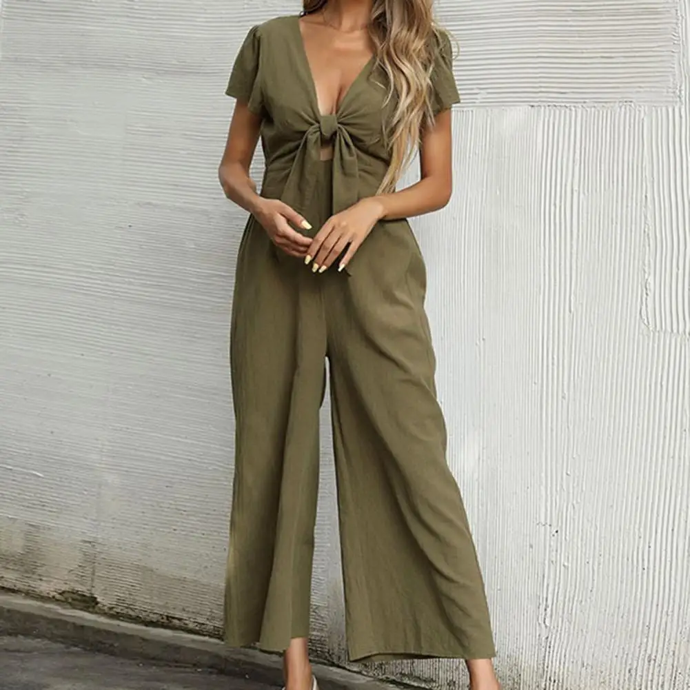 Women Jumpsuit Stylish Women's Summer Jumpsuits V-neck Lace-up Romper Wide Leg Streetwear Casual Short Sleeve Rompers for Every
Women Jumpsuit Stylish Women's Summer Jumpsuits V-neck Lace-up Romper Wide Leg Streetwear Casual Short Sleeve Rompers for Every