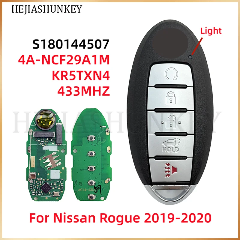 KR5TXN4 S180144507 285E3-6RR7A 5 Buttons Smart Key Fob 433.92MHz ASK 4A HITAG AES NCF29A1M Chip For Nissan Rogue Kicks 2019-2021
KR5TXN4 S180144507 285E3-6RR7A 5 Buttons Smart Key Fob 433.92MHz ASK 4A HITAG AES NCF29A1M Chip For Nissan Rogue Kicks 2019-2021