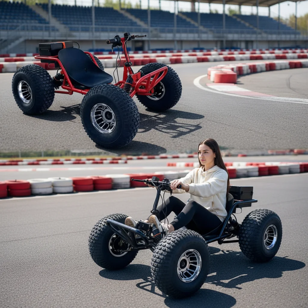 2-pcs Lithium Battery Electric Kart Black And Red Suit With 10-Inch Tires 1800W 48V 25A For Grass And Mountain Off-Road Karts
2-pcs Lithium Battery Electric Kart Black And Red Suit With 10-Inch Tires 1800W 48V 25A For Grass And Mountain Off-Road Karts
