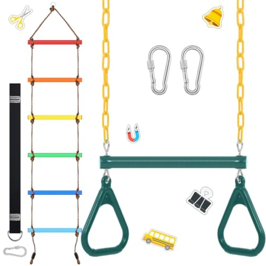 2 Pack Gym Swing Sets 48'' Trapeze Swing Bar Monkey Bar Heavy Duty Chain with Locking 6.8ft Climbing Rope Ladder Climbing Game
2 Pack Gym Swing Sets 48'' Trapeze Swing Bar Monkey Bar Heavy Duty Chain with Locking 6.8ft Climbing Rope Ladder Climbing Game