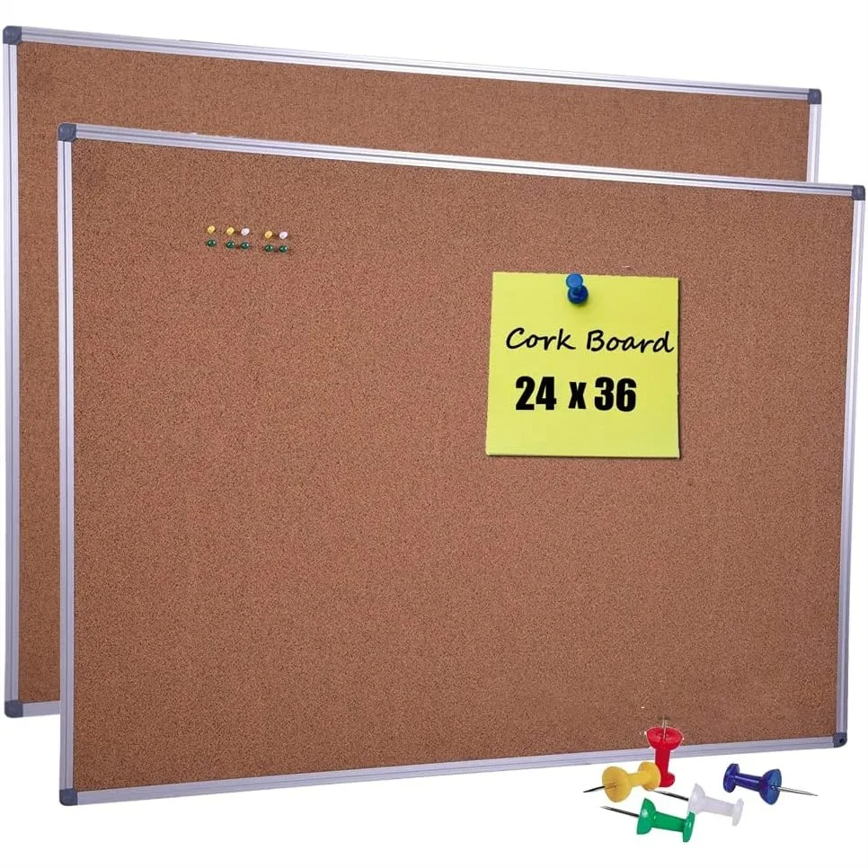 2-Pack Cork Board 36x24 Inch, Aluminum Frame Bulletin Board for Walls, Large Self-Healing Vision Board with 10 Push Pins
2-Pack Cork Board 36x24 Inch, Aluminum Frame Bulletin Board for Walls, Large Self-Healing Vision Board with 10 Push Pins