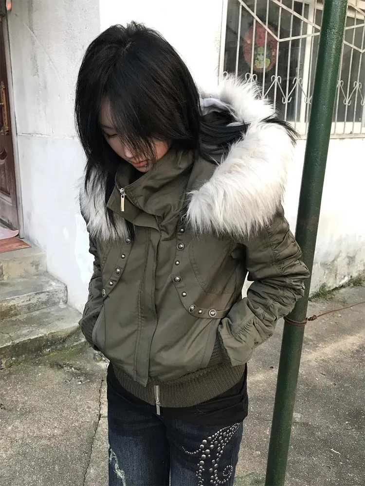 Retro American Detachable Fur Collar Hooded Cotton Jacket Women's Winter Thick Warm Slimming Short Cotton Clothes
Retro American Detachable Fur Collar Hooded Cotton Jacket Women's Winter Thick Warm Slimming Short Cotton Clothes