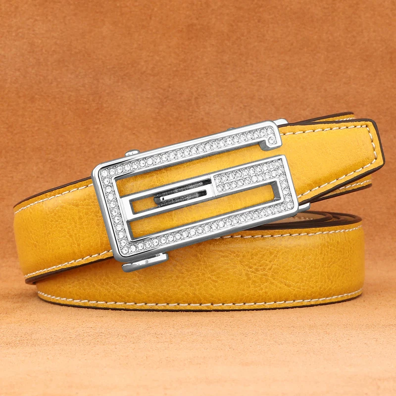 Letter g Automatic Buckle Belt Women Fashion Cow Genuine Leather High Quality Elegant Casual Ladies Accessory Waist Strap
Letter g Automatic Buckle Belt Women Fashion Cow Genuine Leather High Quality Elegant Casual Ladies Accessory Waist Strap