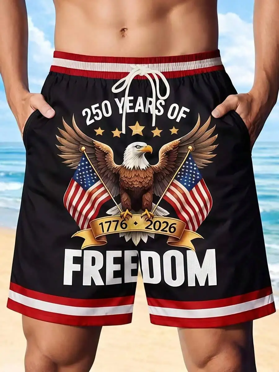 Mens American Freedom Eagle Print Beach Shorts 250 Years 1776-2026 Summer Vacation Swim Trunks
Mens American Freedom Eagle Print Beach Shorts 250 Years 1776-2026 Summer Vacation Swim Trunks