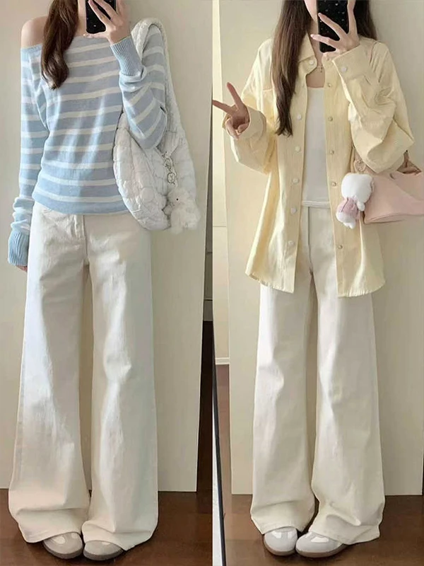 White High Waist Straight Leg Jeans Women Summer New Casual Versatile Slimming Loose Wide Leg Small Size Floor Length Pants
White High Waist Straight Leg Jeans Women Summer New Casual Versatile Slimming Loose Wide Leg Small Size Floor Length Pants