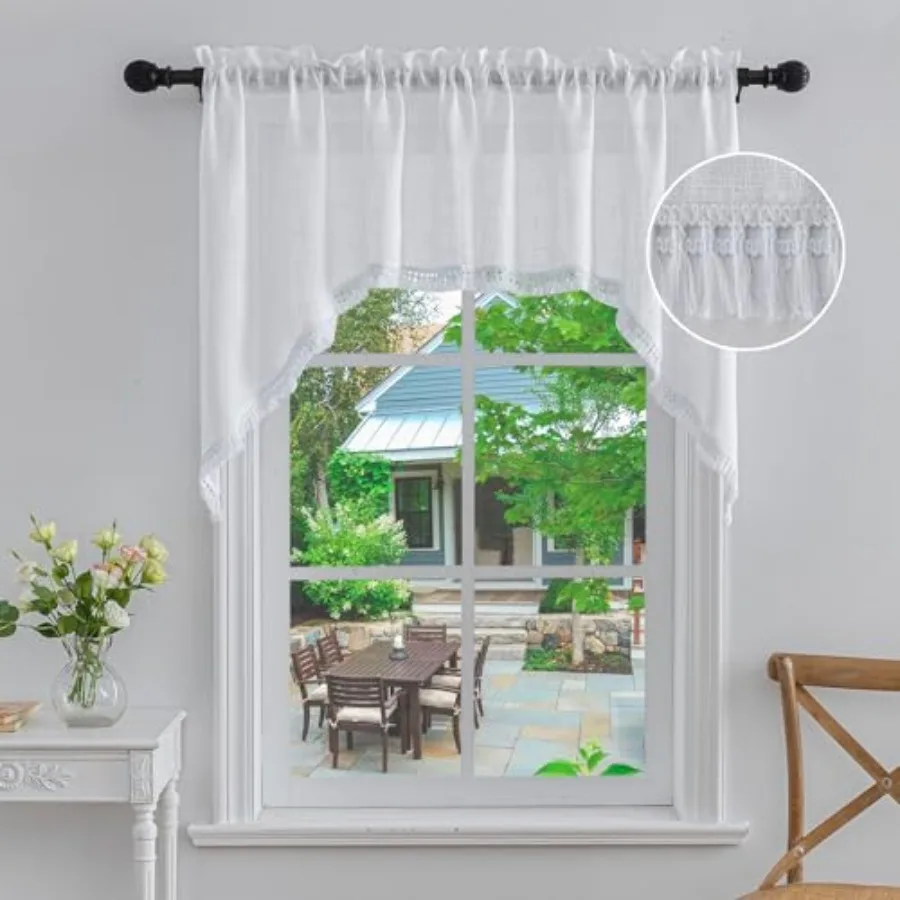 Beda Home Tassel Linen Textured Swag Valances for Farmhouses' Kitchen; Light Filtering Rustic Short Swag Topper for Small Windo
Beda Home Tassel Linen Textured Swag Valances for Farmhouses' Kitchen; Light Filtering Rustic Short Swag Topper for Small Windo