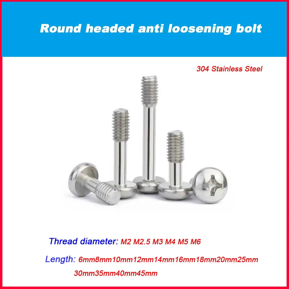 304 Stainless Steel Pan Head Cross Locking Screw / Round Head Anti Loosening Bolt Half Tooth M3M4M5M6M8
304 Stainless Steel Pan Head Cross Locking Screw / Round Head Anti Loosening Bolt Half Tooth M3M4M5M6M8