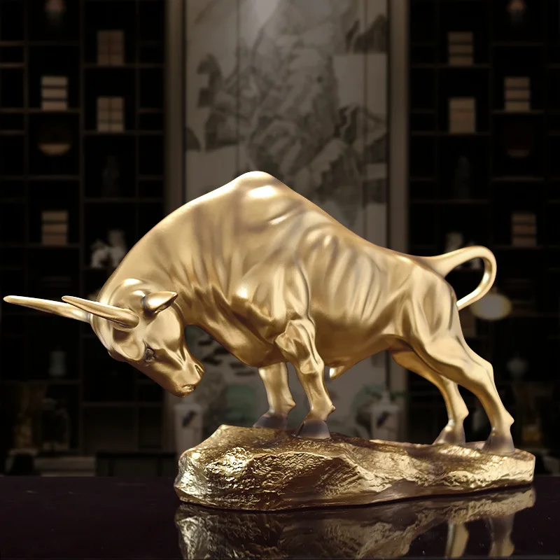Gold Bull Statue Resin Fortune Ox Figurine Modern Office Decor for Home Desk Bookshelf and Business Gift
Gold Bull Statue Resin Fortune Ox Figurine Modern Office Decor for Home Desk Bookshelf and Business Gift