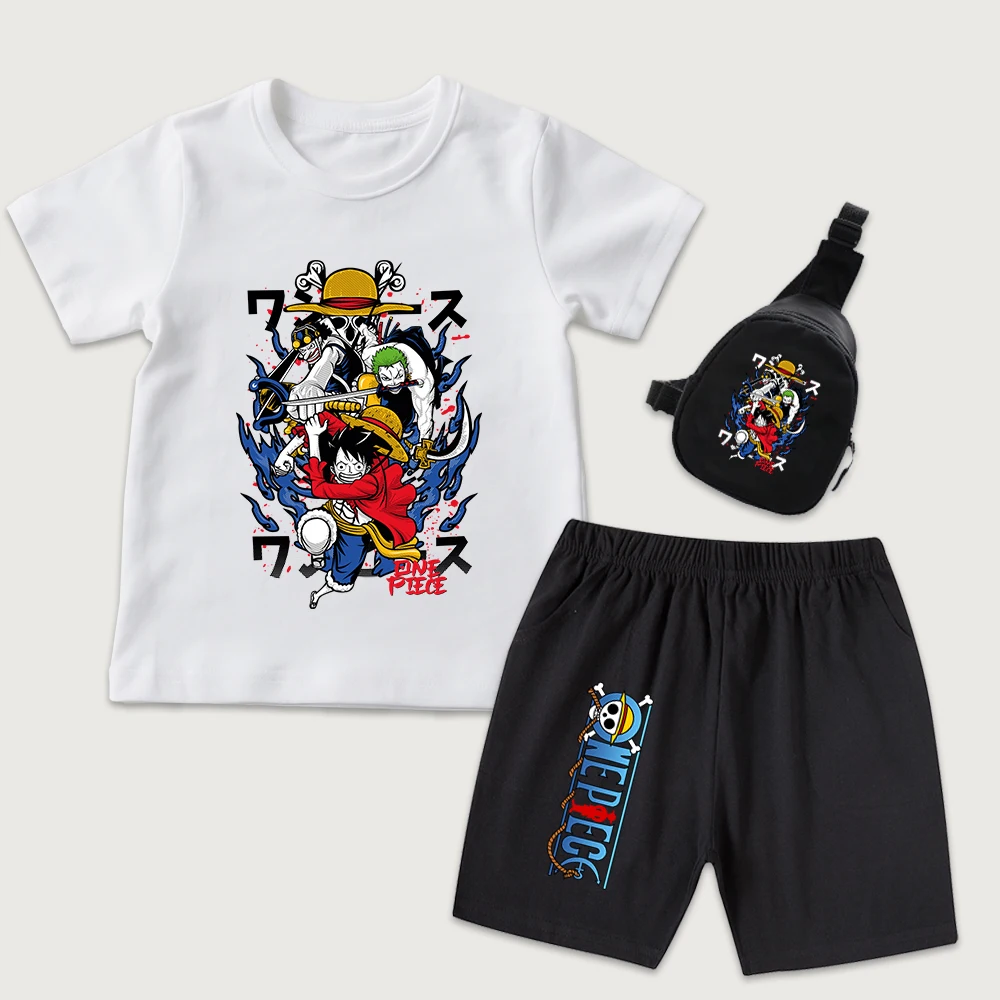 One Piece Characters Anime Print Kids Cotton T Shirt Shorts Set with Mini Chest Bag 3 Pieces Casual Summer Outfit for Boys Girls
One Piece Characters Anime Print Kids Cotton T Shirt Shorts Set with Mini Chest Bag 3 Pieces Casual Summer Outfit for Boys Girls