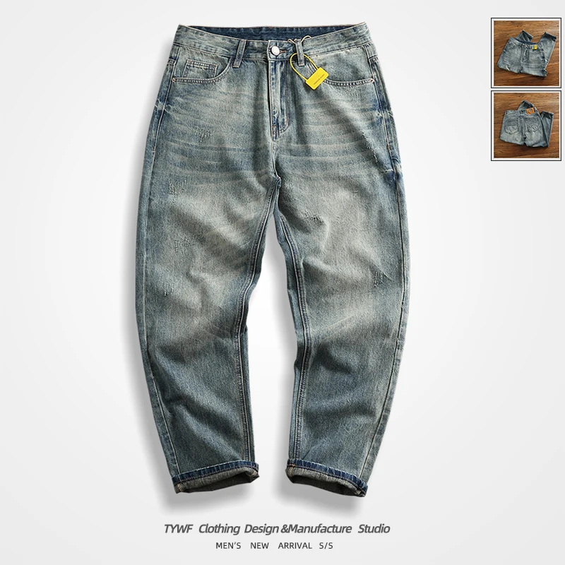 Американские повседневные светло-голубые джинсы с талией в стиле ретро, мужские свободные джинсовые длинные брюки с прямыми конусами, модные джинсовые брюки из хлопка и полиэстера...
Американские повседневные светло-голубые джинсы с талией в стиле ретро, мужские свободные джинсовые длинные брюки с прямыми конусами, модные джинсовые брюки из хлопка и полиэстера...