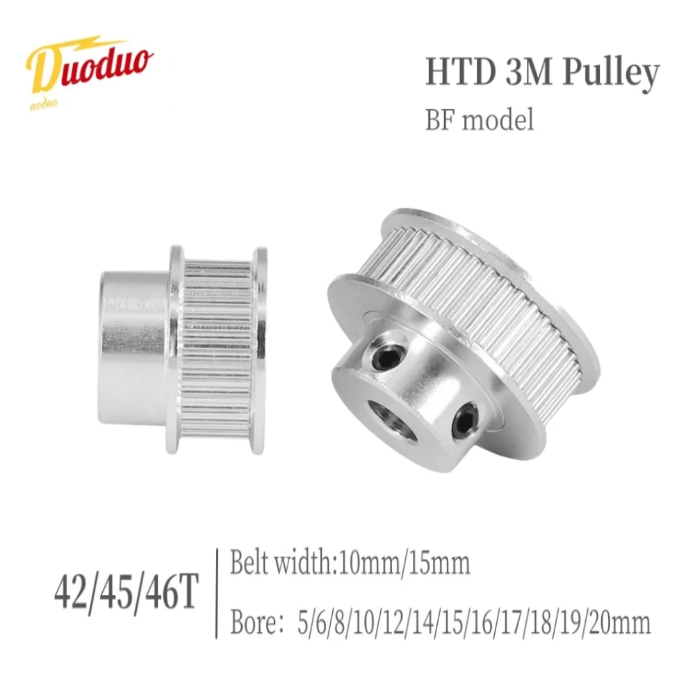 HTD 3M BF Type 42/45/46 Tooth Timing Belt Pulley Synchronous Wheel Aperture 5/6/8/10/12/14~20mm, Suitable For Belt Width 10/15mm
HTD 3M BF Type 42/45/46 Tooth Timing Belt Pulley Synchronous Wheel Aperture 5/6/8/10/12/14~20mm, Suitable For Belt Width 10/15mm