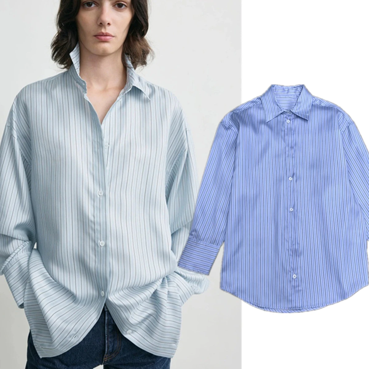 Maxdutti French Fashion Ladies Sky Blue Striped Shirt Women's Blouses And Shirt Satin Elegant Women's Shirt Woman Clothing 2026
Maxdutti French Fashion Ladies Sky Blue Striped Shirt Women's Blouses And Shirt Satin Elegant Women's Shirt Woman Clothing 2026