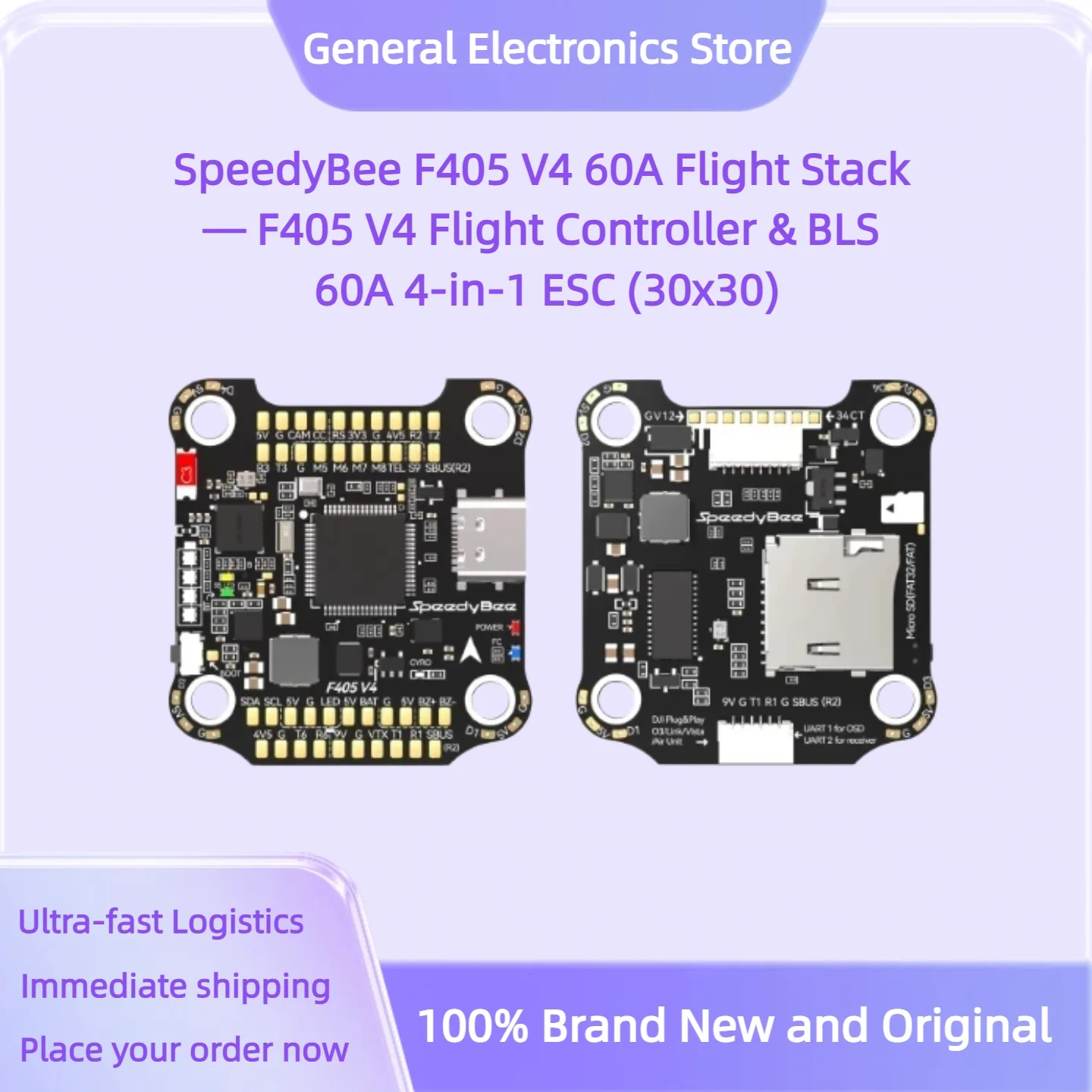 Полетный стек SpeedyBee F405 V4 60A — полетный контроллер F405 V4 и регулятор скорости BLS 60A 4-в-1 (30x30)
Полетный стек SpeedyBee F405 V4 60A — полетный контроллер F405 V4 и регулятор скорости BLS 60A 4-в-1 (30x30)