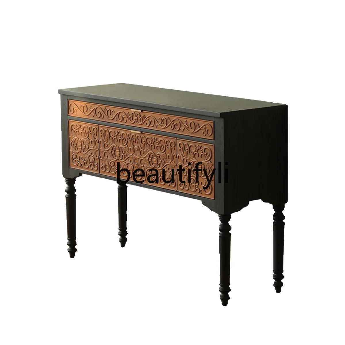 French entrance cabinet solid wood display cabinet contrasting color desk table retro style
French entrance cabinet solid wood display cabinet contrasting color desk table retro style
