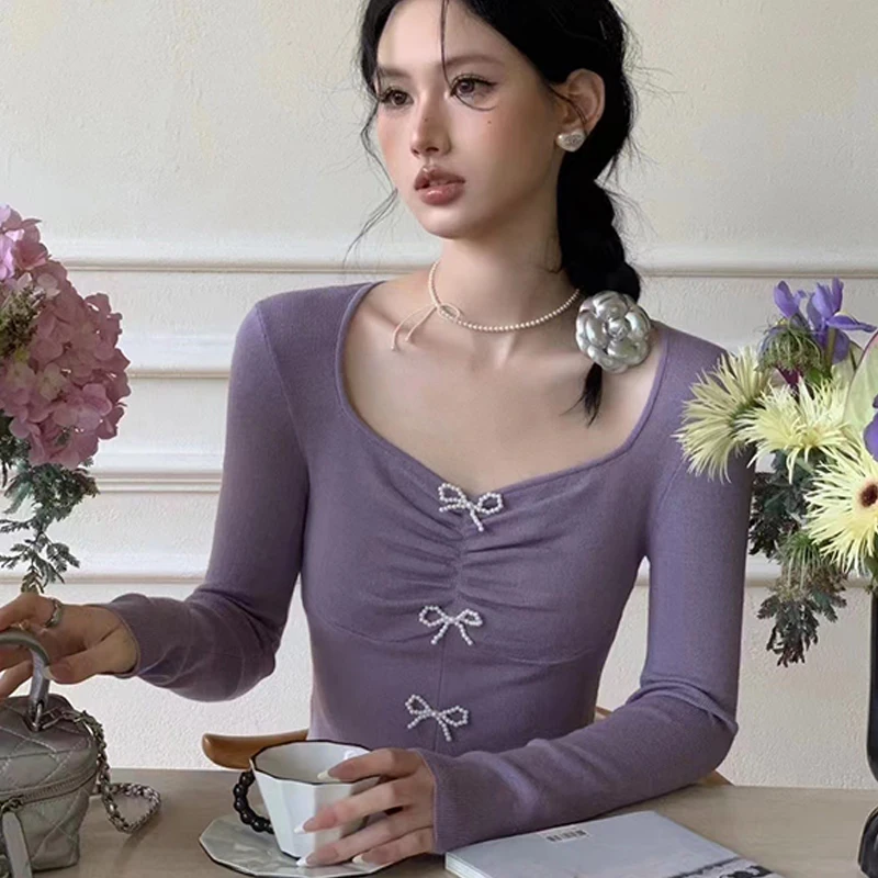 French Style Bow Knitted Sweater For Women Folds Slim Fit Split Long Sleeve Pullovers Women's Tops Trendy
French Style Bow Knitted Sweater For Women Folds Slim Fit Split Long Sleeve Pullovers Women's Tops Trendy