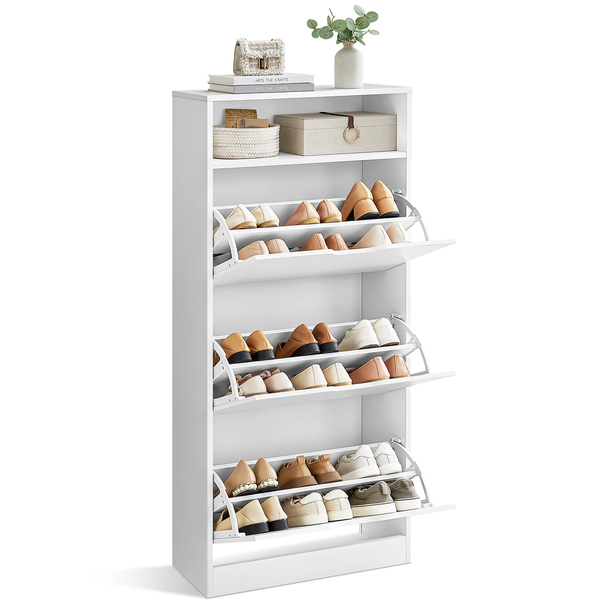 4 Tier Shoe Rack with 1 Open Compartment Adjustable modern Shoe Cabinet with 3 Flip Doors living room cabinets
4 Tier Shoe Rack with 1 Open Compartment Adjustable modern Shoe Cabinet with 3 Flip Doors living room cabinets
