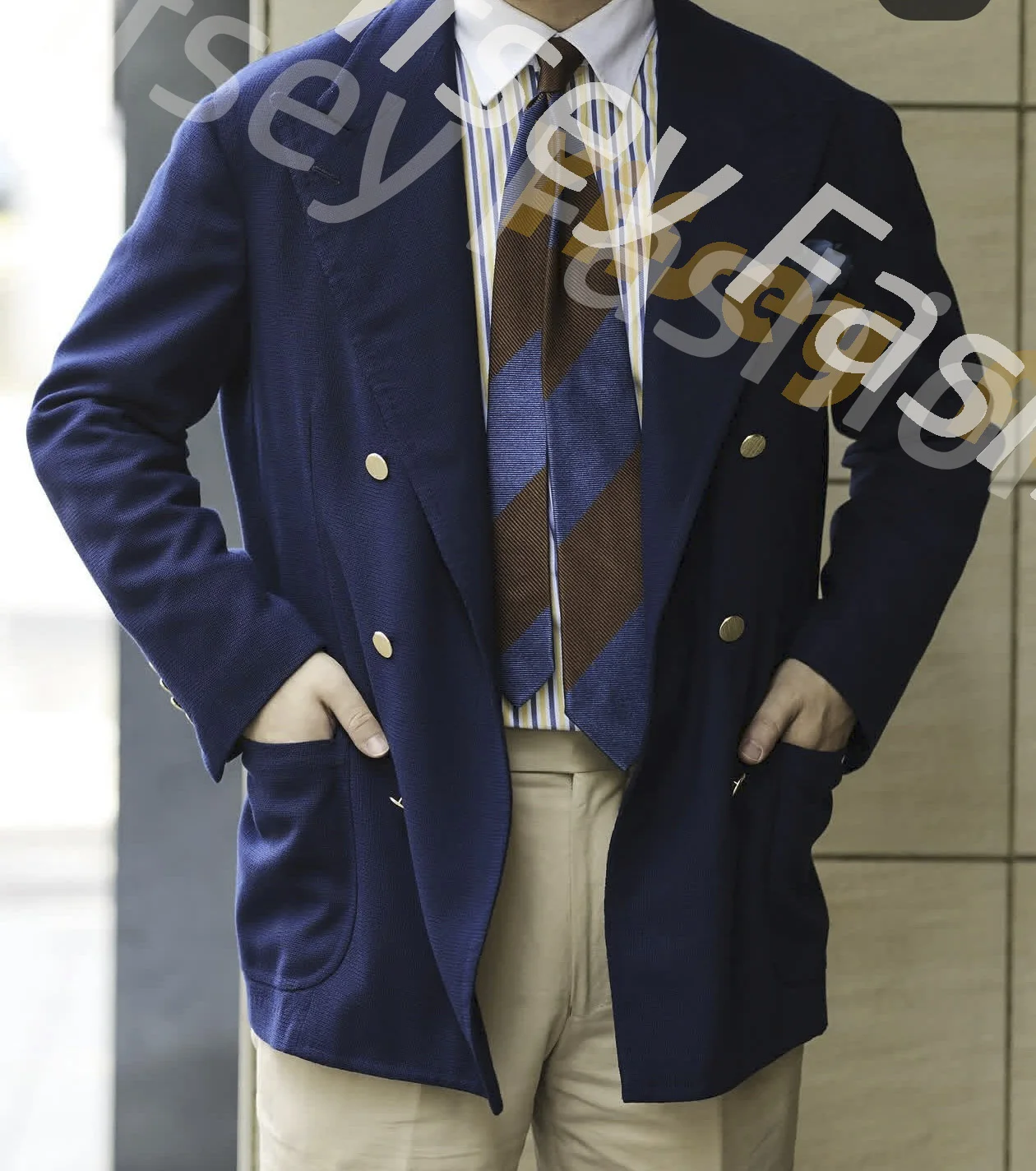 2pcs Navy Blue Jacket Khaki Pants Tailored Blazer Trousers Men Suit Set Wedding Groom Custom Daily Male Coat Outfits Party Wear
2pcs Navy Blue Jacket Khaki Pants Tailored Blazer Trousers Men Suit Set Wedding Groom Custom Daily Male Coat Outfits Party Wear