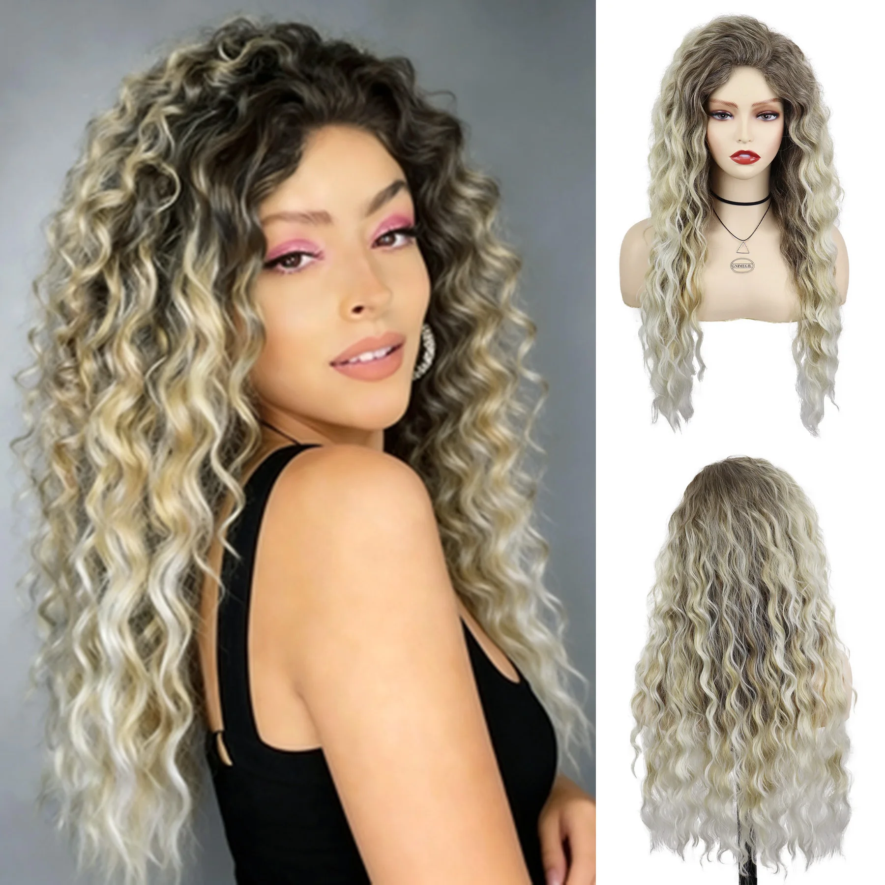 26 Inch Long Curly Ombre Blonde Synthetic Wigs for Women Natural Wave Heat Resistant Fiber Fluffy Daily Wear Cosplay Party Wig
26 Inch Long Curly Ombre Blonde Synthetic Wigs for Women Natural Wave Heat Resistant Fiber Fluffy Daily Wear Cosplay Party Wig