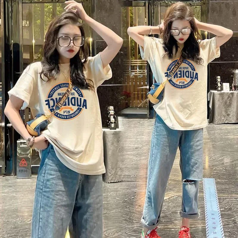 plus Size 300 Pounds Summer Letter Print Anti-Aging Short Sleeve Loose Casual round Neck Half Sleeve T-Shirt Women's Top
plus Size 300 Pounds Summer Letter Print Anti-Aging Short Sleeve Loose Casual round Neck Half Sleeve T-Shirt Women's Top