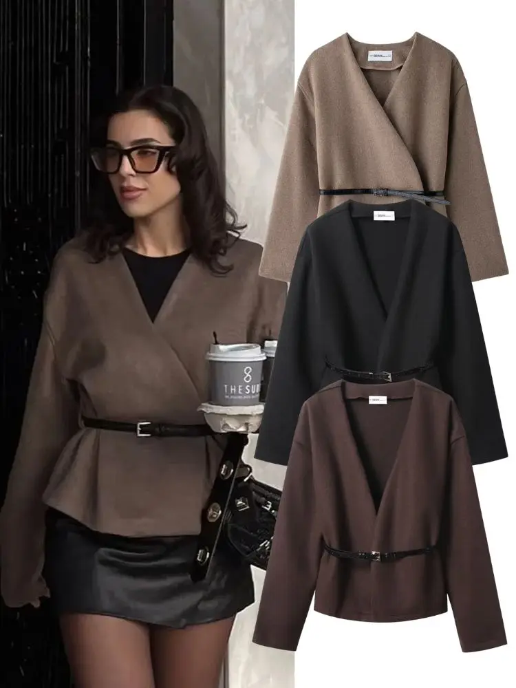 HH модная женская мягкая куртка с поясом 2025 шикарная однотонная уличная одежда с v-образным вырезом и длинными рукавами, женский винтажный кардиган
HH модная женская мягкая куртка с поясом 2025 шикарная однотонная уличная одежда с v-образным вырезом и длинными рукавами, женский винтажный кардиган