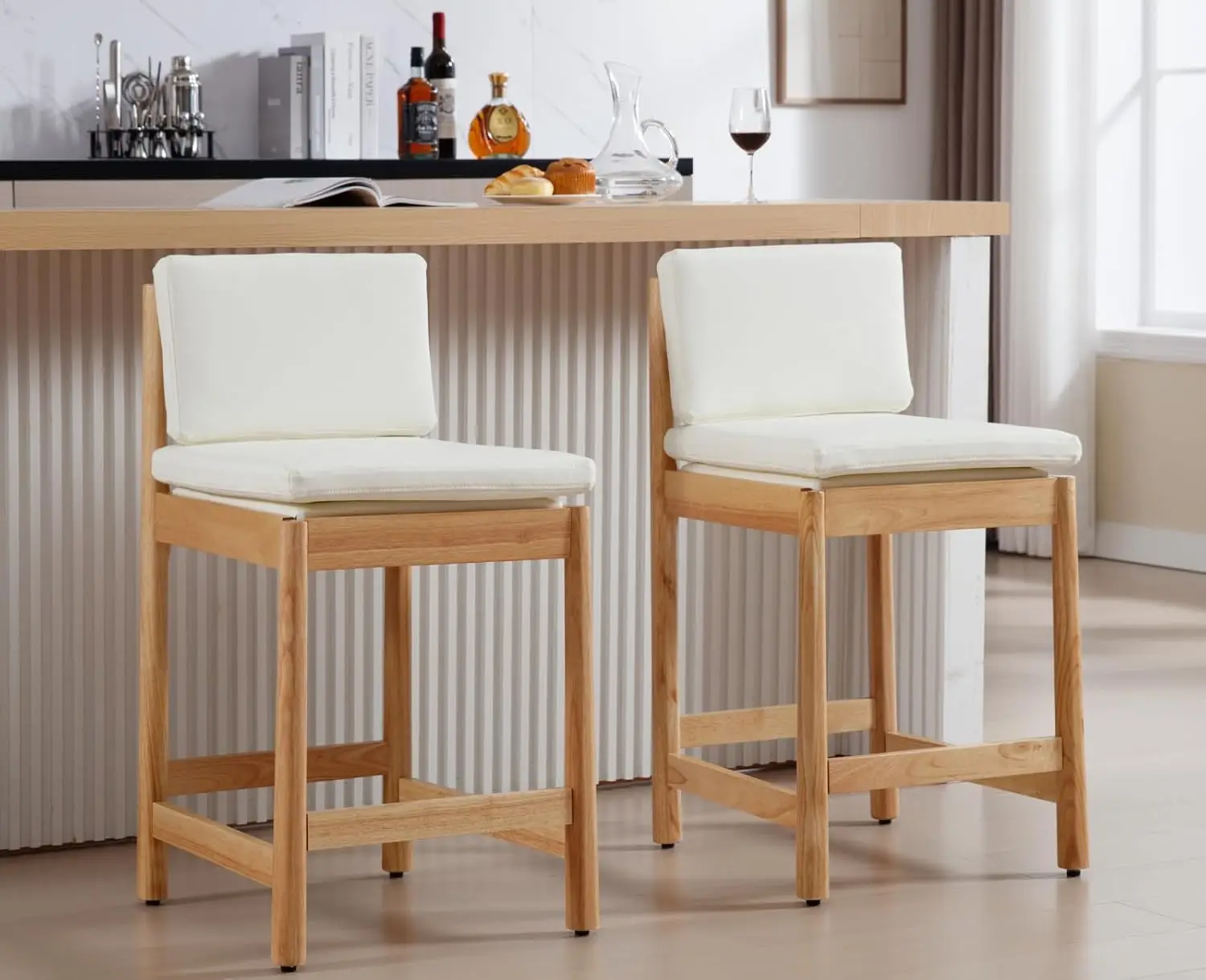Counter Height Bar Stools Set of 2 Farmhouse Barstoos with Back Mid Century Modern Counter Stools with Natural Wood, Customized
Counter Height Bar Stools Set of 2 Farmhouse Barstoos with Back Mid Century Modern Counter Stools with Natural Wood, Customized