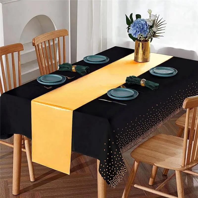 AC76-4Pcs Disposable Plastic Tablecloths Table Runner Set Satin Table Runner For Wedding Birthday Party Decorations
AC76-4Pcs Disposable Plastic Tablecloths Table Runner Set Satin Table Runner For Wedding Birthday Party Decorations
