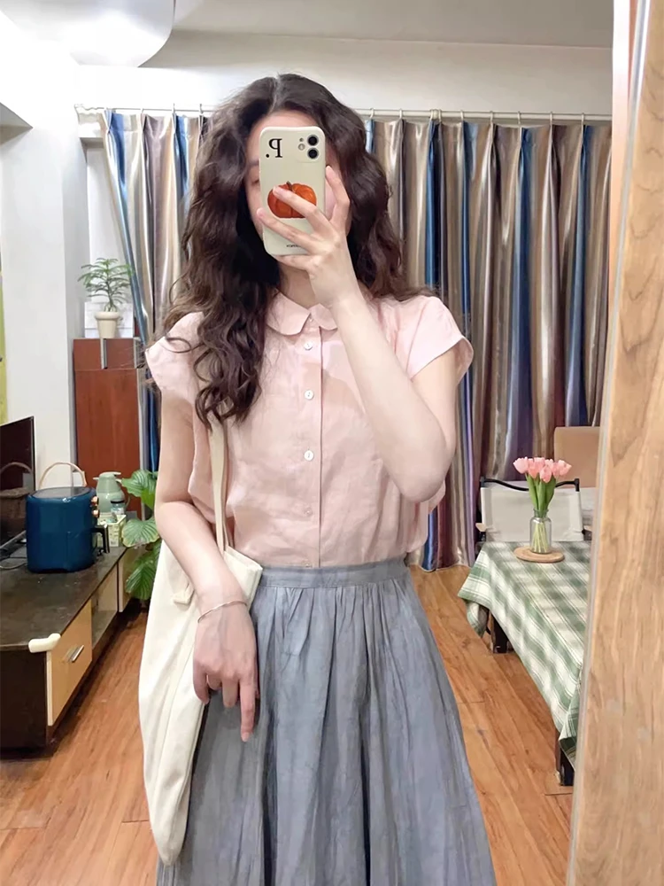 Pink Sleeve Shirt Women's Summer New Design Sense Elegant Lady Beautiful Small Shirt Sweet Style Japanese Brand
Pink Sleeve Shirt Women's Summer New Design Sense Elegant Lady Beautiful Small Shirt Sweet Style Japanese Brand
