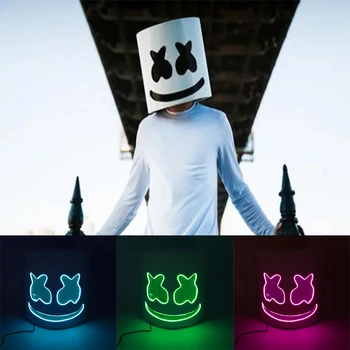 LED 마시멜로 코스 마스크, 댄스 DJ 파티 장식 쇼 소품, 가장 무도회 생일 파티 마스크, 코스튬 장식