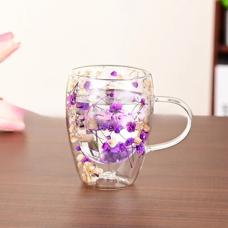 350ml Glass Mug Transparent Dried Flower Double Walled Glass Coffee Cup Creative Flower Mug Double Wall Flower Cup for Hot Cold
350ml Glass Mug Transparent Dried Flower Double Walled Glass Coffee Cup Creative Flower Mug Double Wall Flower Cup for Hot Cold