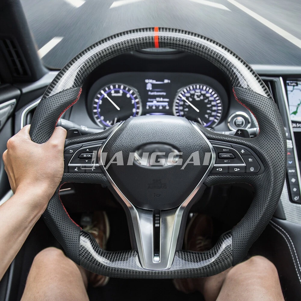 Fit for Infiniti Q50 19-24 Q60 14-22 Real Carbon Fiber Steering Wheel Flat Bottom Design with Heated Red Center Mark Car Accessories
Fit for Infiniti Q50 19-24 Q60 14-22 Real Carbon Fiber Steering Wheel Flat Bottom Design with Heated Red Center Mark Car Accessories