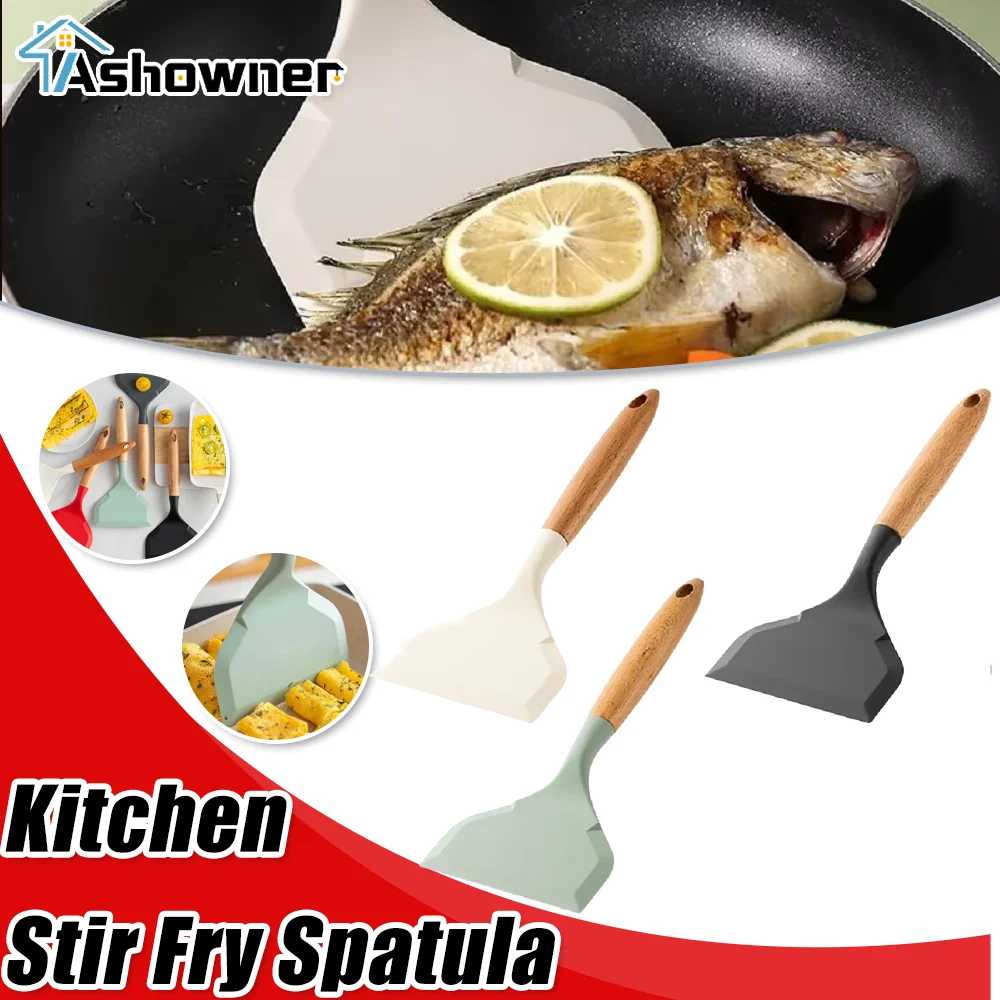 Kitchen Wooden Handle Spatula Nonstick Frying Spatula Silicone Wide Mouth High Temperature Resistant Silicone Frying Spatula
Kitchen Wooden Handle Spatula Nonstick Frying Spatula Silicone Wide Mouth High Temperature Resistant Silicone Frying Spatula