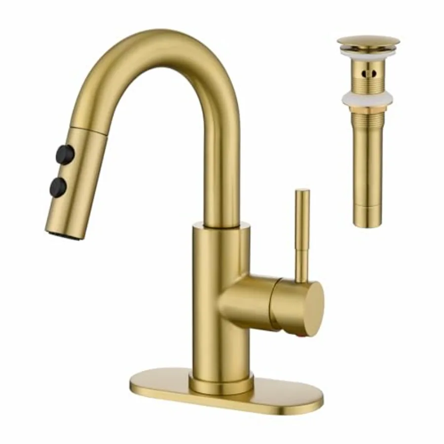 Bathroom Sink Faucet with Pull Down Sprayer Single Handle Pull Out Faucet with Pop-Up Drain 1 or 3 Hole Laundry Bar Basin Fauce
Bathroom Sink Faucet with Pull Down Sprayer Single Handle Pull Out Faucet with Pop-Up Drain 1 or 3 Hole Laundry Bar Basin Fauce