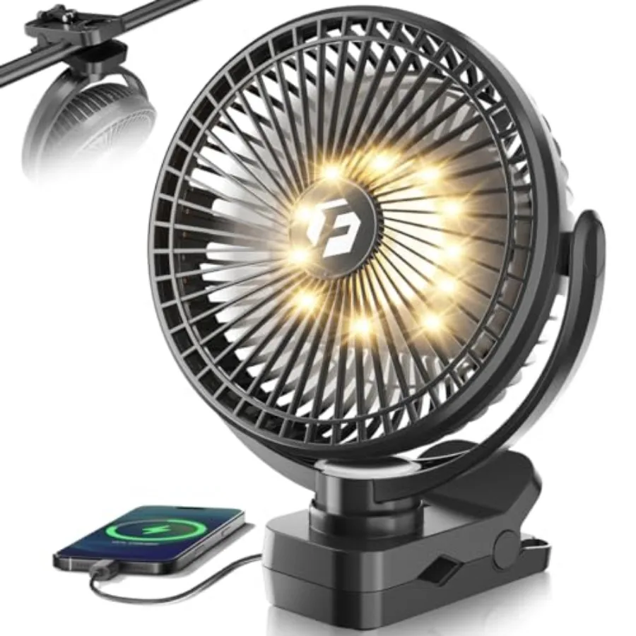 40000 Rechargeable Clip on Fan, 8-Inch USB Portable Desk Fan, Screw-Clamp Battery Operated, 4-Speed Airflow, Ideal for Golf Car
40000 Rechargeable Clip on Fan, 8-Inch USB Portable Desk Fan, Screw-Clamp Battery Operated, 4-Speed Airflow, Ideal for Golf Car