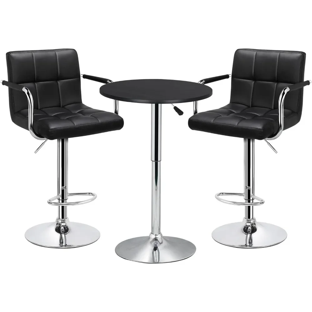 3-Piece Bar Table Set, Round Bar Table and PU Leather Adjustable Swivel Chairs, Modern Counter Height Table Set with 2 Bar Stool
3-Piece Bar Table Set, Round Bar Table and PU Leather Adjustable Swivel Chairs, Modern Counter Height Table Set with 2 Bar Stool