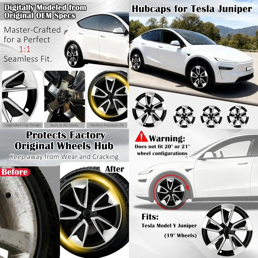 4Pcs Wheel Protection Covers for 2025-2026 Tesla Juniper Model Y Snap-On Rim Guard Hubcaps with Full Coverage Design, Enhanced A
4Pcs Wheel Protection Covers for 2025-2026 Tesla Juniper Model Y Snap-On Rim Guard Hubcaps with Full Coverage Design, Enhanced A