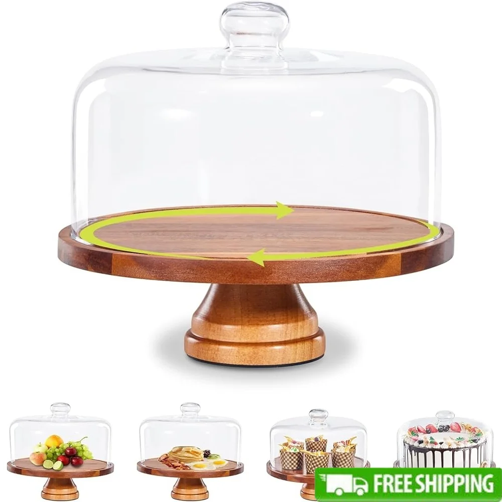 Glass Cake Stand with Lid,11in Wooden Rotating Cake Stand with Dome Cover Cake Plate Display Server Tray Birthday Kitchen Party
Glass Cake Stand with Lid,11in Wooden Rotating Cake Stand with Dome Cover Cake Plate Display Server Tray Birthday Kitchen Party