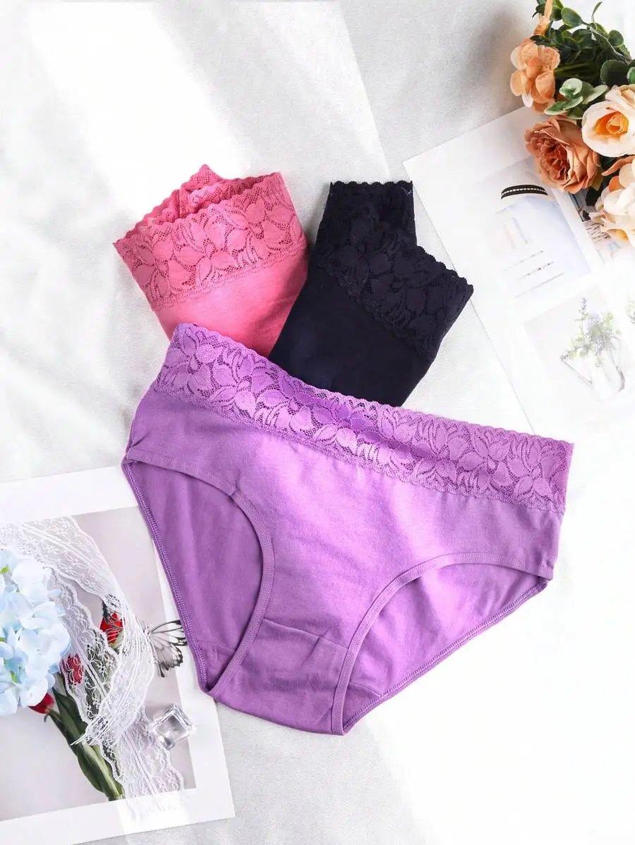 Elegant Lace Edge Womens Bikini Panties Breathable Comfortable Elastic Waist Spring Summer Underwear
Elegant Lace Edge Womens Bikini Panties Breathable Comfortable Elastic Waist Spring Summer Underwear