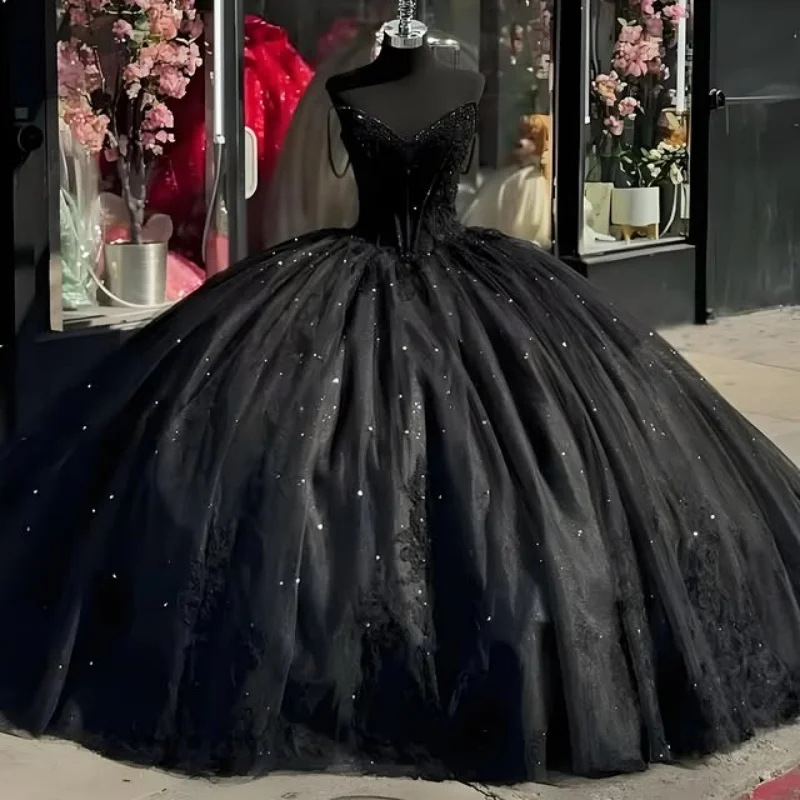 Customized Shiny Black Quinceanera Dresses Off the Shoulder applique Tull Long tail 3D flower Bow Vestido 15 Quinceanera
Customized Shiny Black Quinceanera Dresses Off the Shoulder applique Tull Long tail 3D flower Bow Vestido 15 Quinceanera