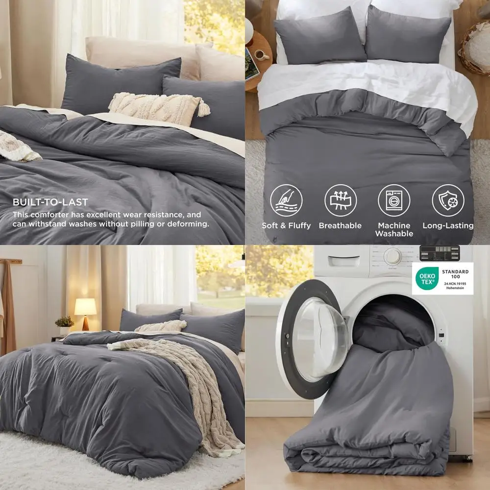 Oversized King Comforter Set - Grey Stonewashed Bedding, 3-Piece, Lightweight 120x98 Comforter & 2 20x36 Pillowcases
Oversized King Comforter Set - Grey Stonewashed Bedding, 3-Piece, Lightweight 120x98 Comforter & 2 20x36 Pillowcases