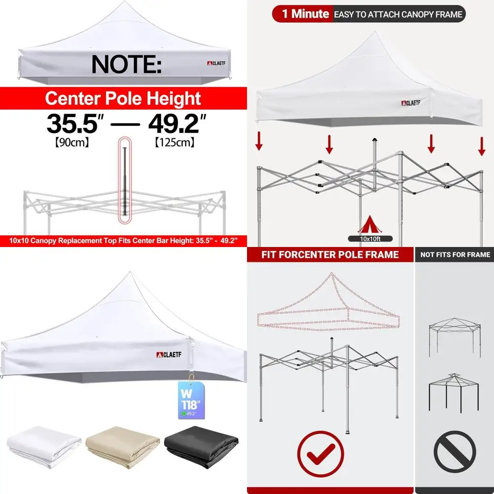 10x10 Replacement Canopy Top for Pop-Up Tents - 4 Holes, White
10x10 Replacement Canopy Top for Pop-Up Tents - 4 Holes, White