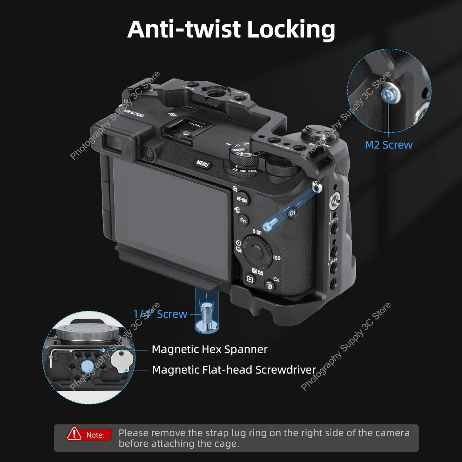 Nitze Camera Cage for Sony A6700 / Alpha 6700 with Built-in Cold Shoe, NATO Rail and Arca Quick Release Plate
Nitze Camera Cage for Sony A6700 / Alpha 6700 with Built-in Cold Shoe, NATO Rail and Arca Quick Release Plate