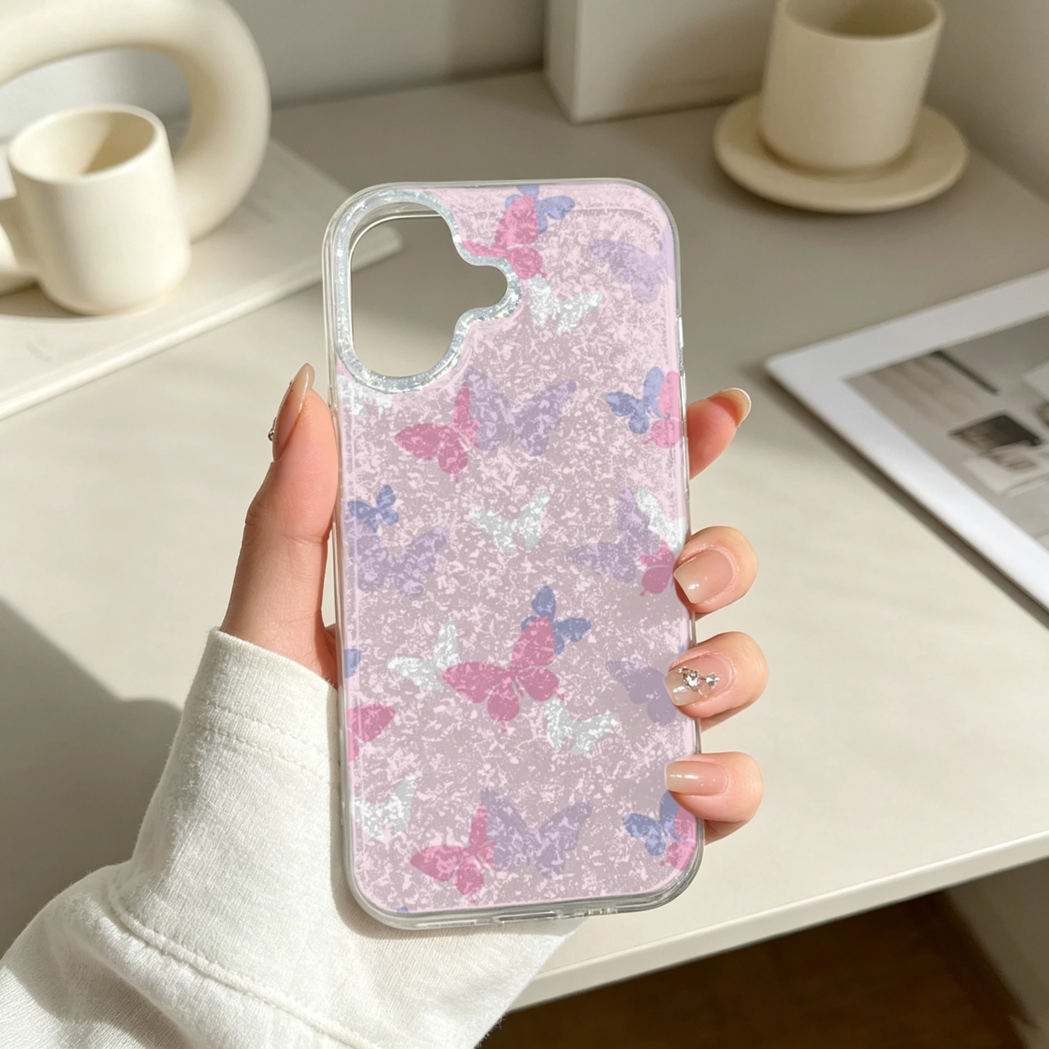 Crystal Clear IMD Glitter Phone Case for iPhone Models, Pastel Butterfly Pattern Soft TPU Edge Hard PET Back Bling Sparkle Drip Gel Protective Cover, Shockproof Anti-Yellow Phone Case
Crystal Clear IMD Glitter Phone Case for iPhone Models, Pastel Butterfly Pattern Soft TPU Edge Hard PET Back Bling Sparkle Drip Gel Protective Cover, Shockproof Anti-Yellow Phone Case